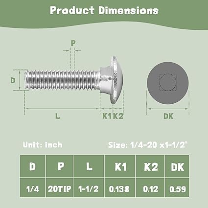 Large Carriage Bolts 1016